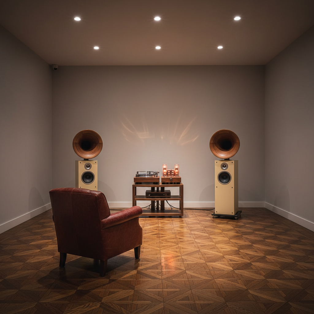 Empty boutique listening room.